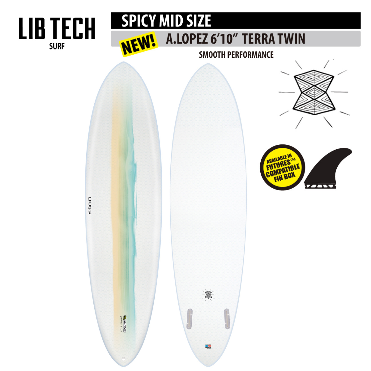 LIBTECH SURFBOARD A.LOPEZ 6'10”(46.0cl) TERRA TWIN/リブテック LIBTECH SURFBOARD A.LOPEZ 6'10”(46.0cl) TERRA TWIN/リブテック