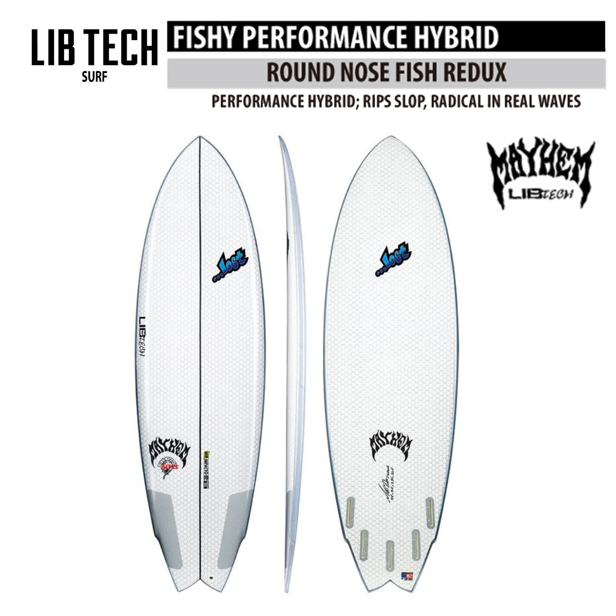 LIBTECH SURFBOARD ROUND NOSE FISH REDUX 5'4"(26.0cl)/リブテック サーフボード ラウンドノーズフィッシュ