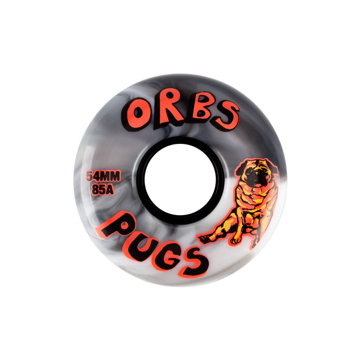 ORBS WHEELS PUGS SWIRLS - Full Conical Shape 85A formula 54mm Black/white