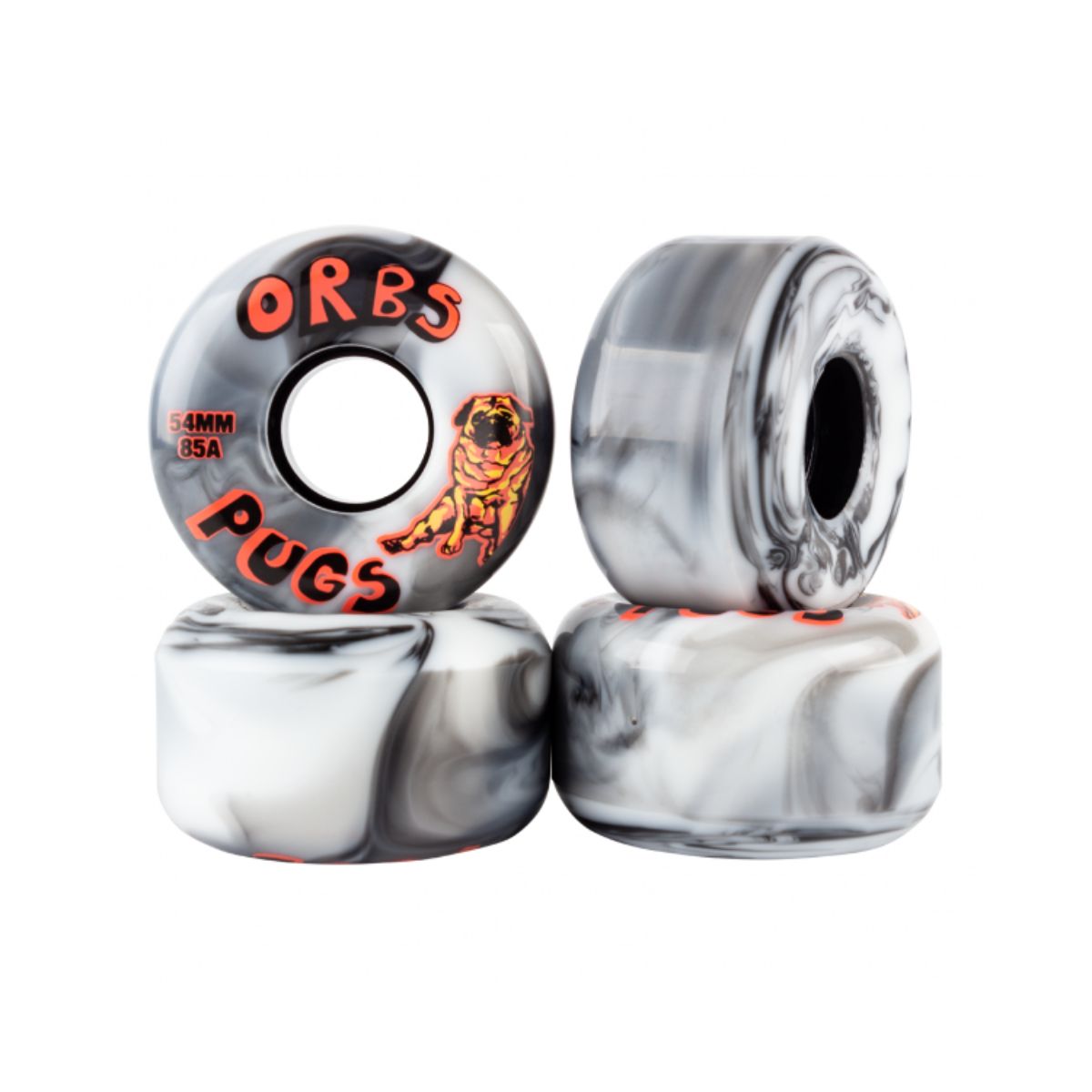 ORBS WHEELS PUGS SWIRLS - Full Conical Shape 85A formula 54mm Black/white