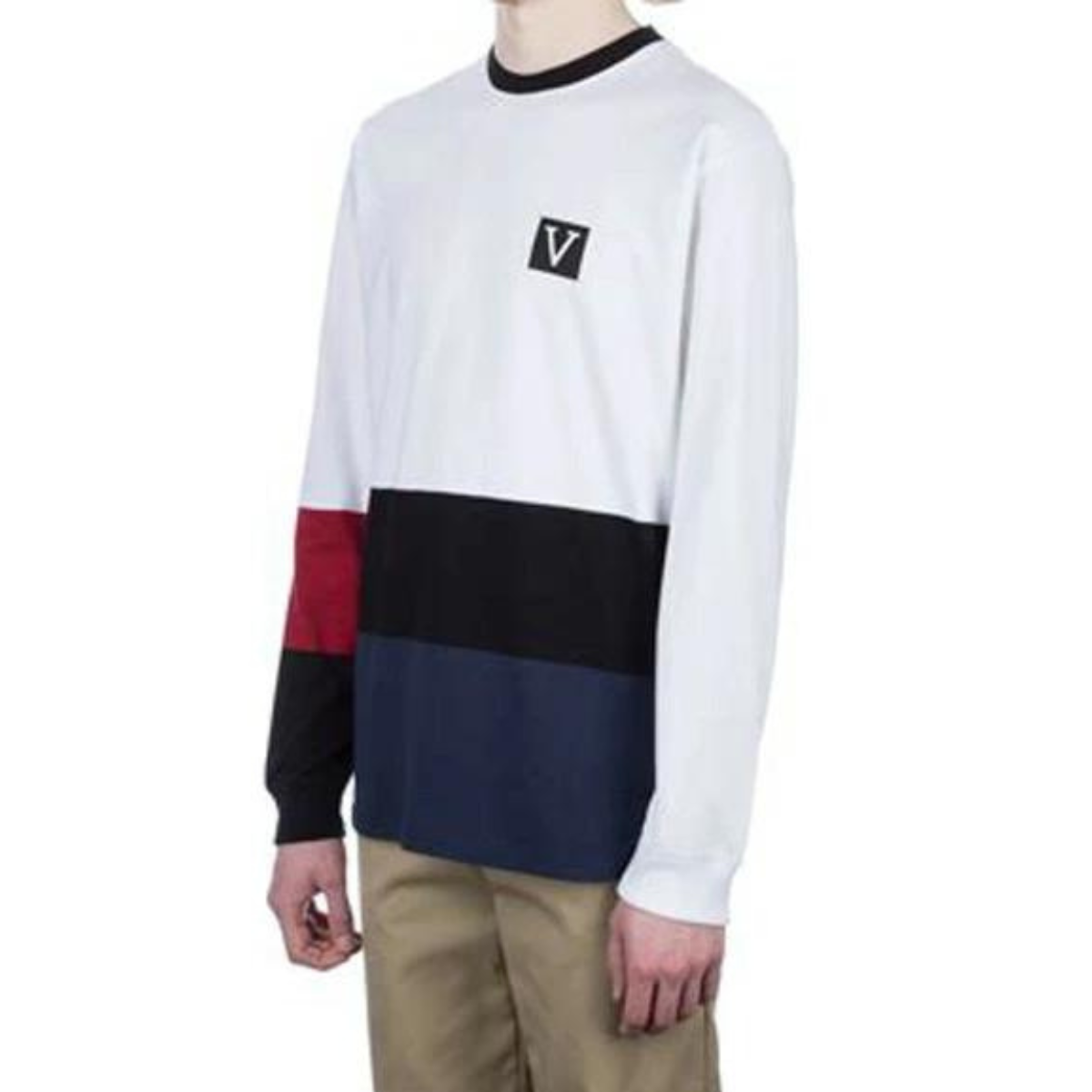 VANS CHIMA COLORBLOCK CREW White / ヴァンズ 長袖クルー 白