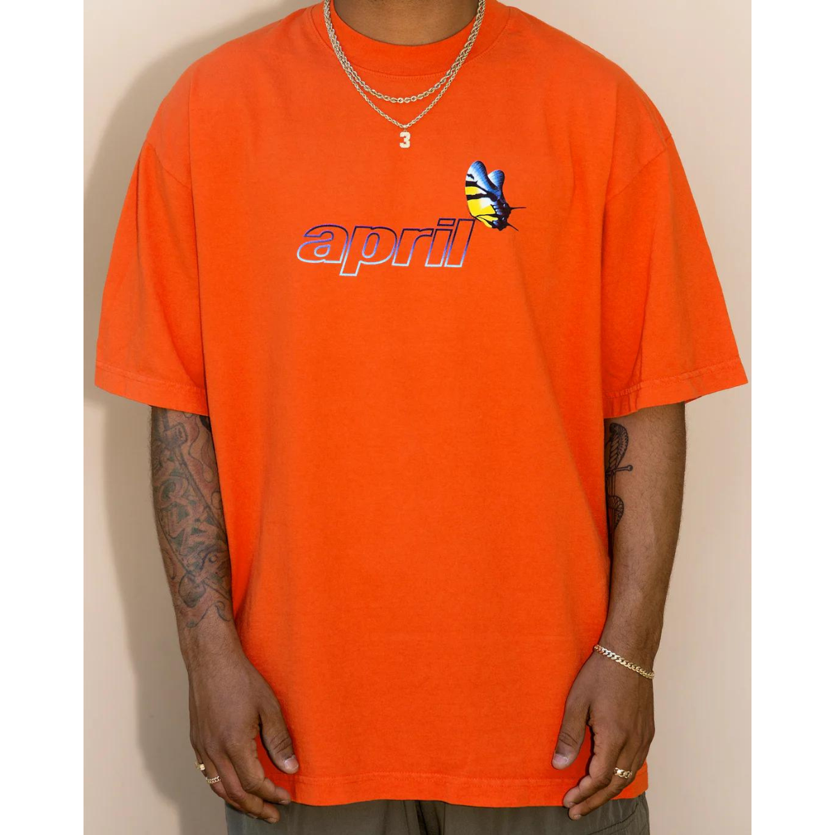 APRIL S/S Tee BUTTERFLY Bright Orange